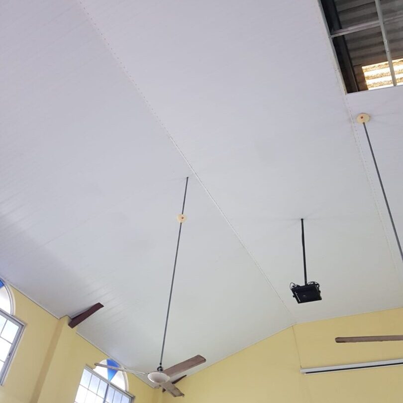 "The Ceiling Project" improved accoustics and overall aesthetics in worship hall.